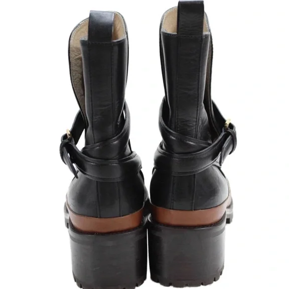 Ulla Johnson Womens Wrapped Buckle Accent Heeled Boots Black Size EUR 39